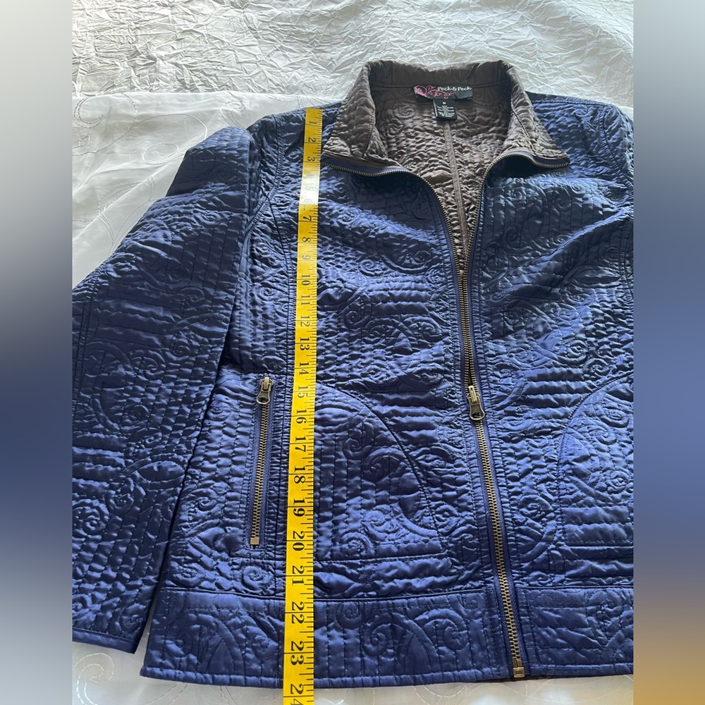 Peck & Peck Egyptian Blue(purplish) Long Sleeve Front Zip Light Weight Jacket - Picture 8 of 14